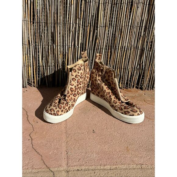 Serra leopard tan, brown print high-top wedge sneakers Size 8 - Picture 11 of 11